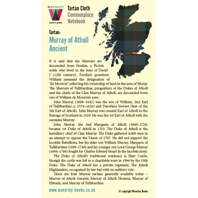 Waverley Scotland Genuine Tartan Cloth Commonplace Notebook – Murray of Atholl Ancient (pocket)