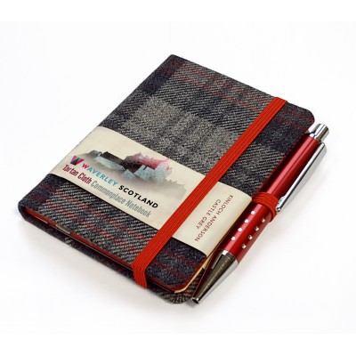 Castle Grey Tartan: Mini with pen: 10.5 x 7cm: Scottish Traditions: Waverley Genuine Tartan Cloth Commonplace Notebook