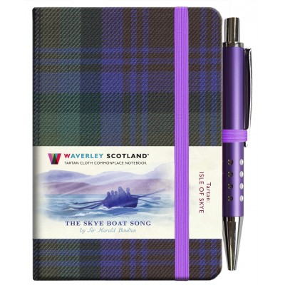 The Skye Boat Song, Isle of Skye Tartan: Mini with pen: 10.5 x 7.5cm: Waverley Genuine Tartan Cloth Commonplace Notebook
