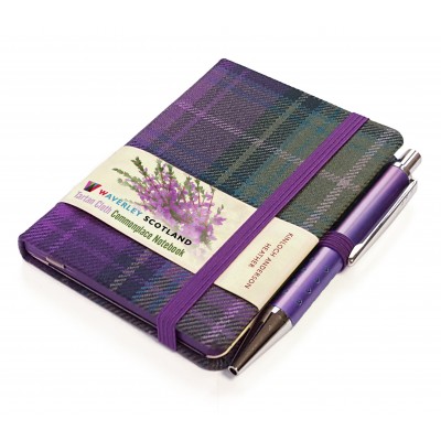 Heather Tartan: Mini with pen: 10.5 x 7cm: Scottish Traditions: Waverley Genuine Tartan Cloth Commonplace Notebook