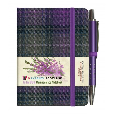 Heather Tartan: Mini with pen: 10.5 x 7cm: Scottish Traditions: Waverley Genuine Tartan Cloth Commonplace Notebook