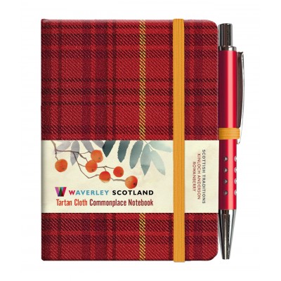 Rowanberry Tartan: Mini with pen: 10.5 x 7cm: Scottish Traditions: Waverley Genuine Tartan Cloth Commonplace Notebook: