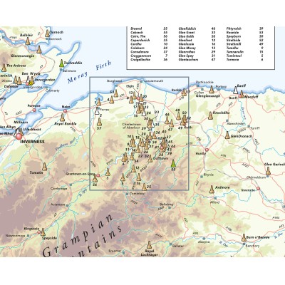 Close up of map detail Speyside