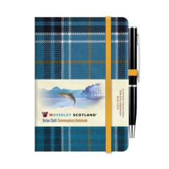 Waverley Scotland Genuine Tartan Cloth Notebook: Blue Loch Tartan: Mini: 7.5 x 10.5cm with pen