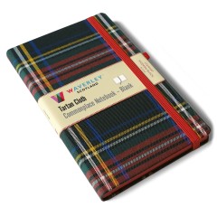 Waverley Scotland Genuine Tartan Cloth Commonplace Notebooks: Stewart Modern Black Tartan Large hardback Notebook 21cm x 13cm: 192pp blank paper
